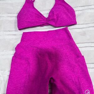 Bombshell Sportswear Pink Athletic Shorts with Sports Bra Set